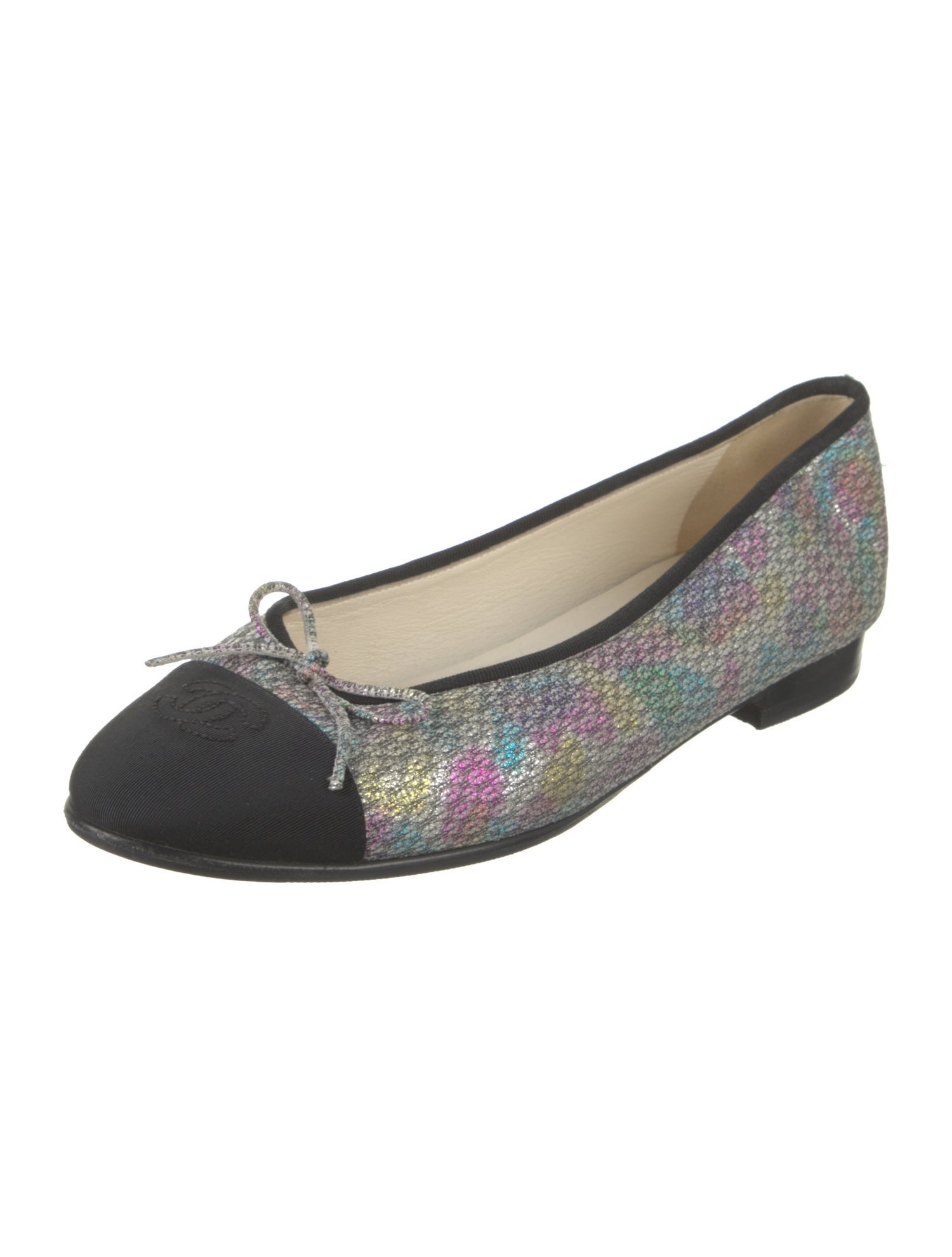 Chanel Interlocking CC Logo Bow Accents Ballet Flats